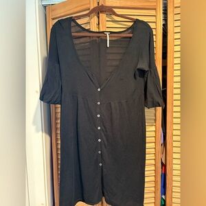 Free People Black Button-Down Knit Dress Size Medium